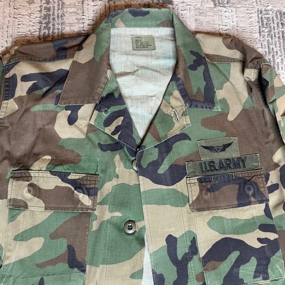 Vintage 1970s US Army Woodland Camo BDU Jacket Pants Set Mens USGI ECWCS -SMALL - Picture 2 of 13